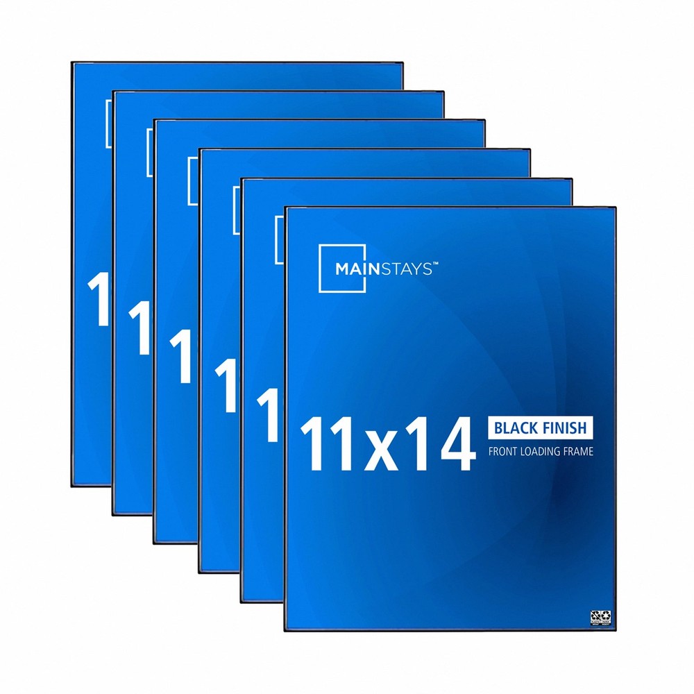 11x14 Picture Frame Black Front Loading Wall/Tabletop Photo Frame Set of 6
