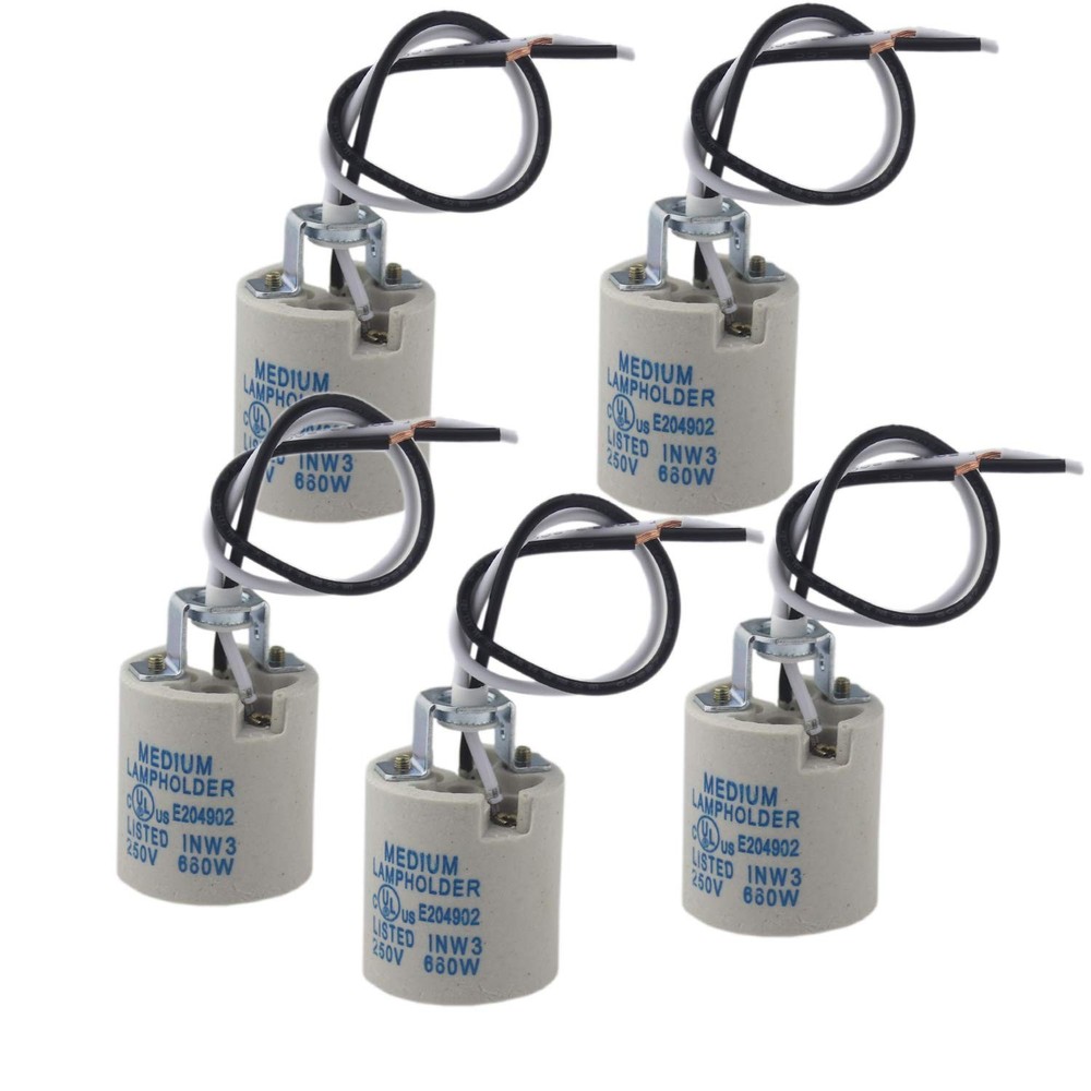 5pcs Ceramic Standard Medimun Screw Base Socket E26 E27 Bulb Holders With...