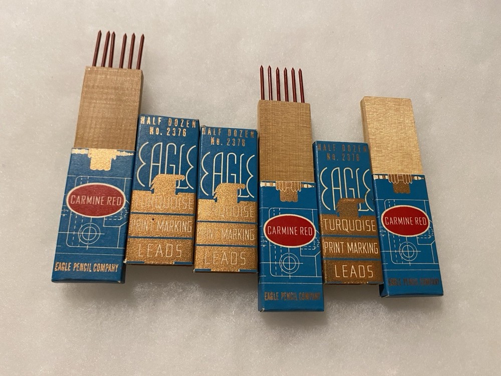 Vintage Eagle & Venus Drawing Leads Turquoise & Carmine Red