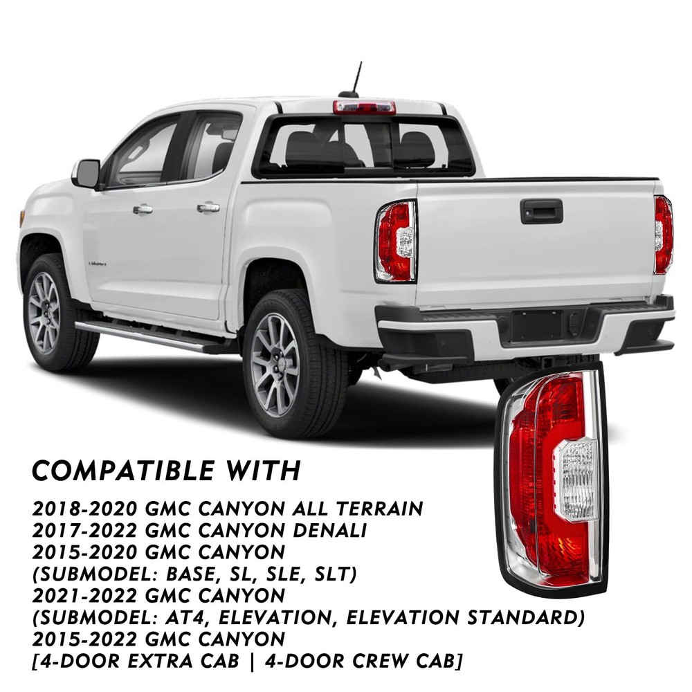 Tail Light for 2015-2022 Canyon Outer Left Driver Side w/ Harness Bulbs
