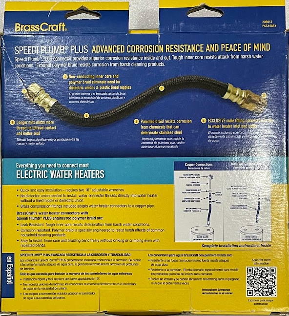 BRASSCRAFT Stainless Steel Electric/Gas Heater Installation Kit 15" PSC1085X