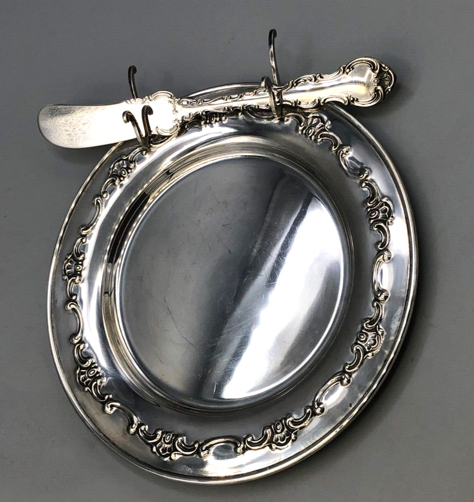 Strasbourg by Gorham Sterling Silver Bread Plate 6", with hooks for Spreader