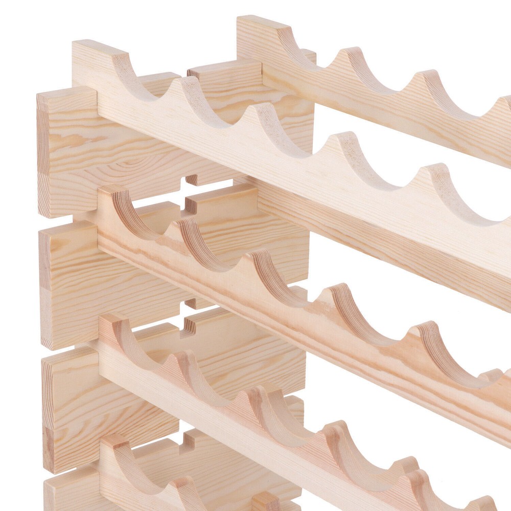 72/96 Bottles Wine Rack Holder Wood Display Shelves Stackable Storage Solid