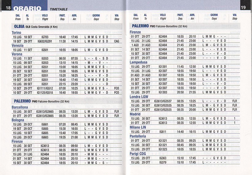 Meridiana timetable 2005/07/15