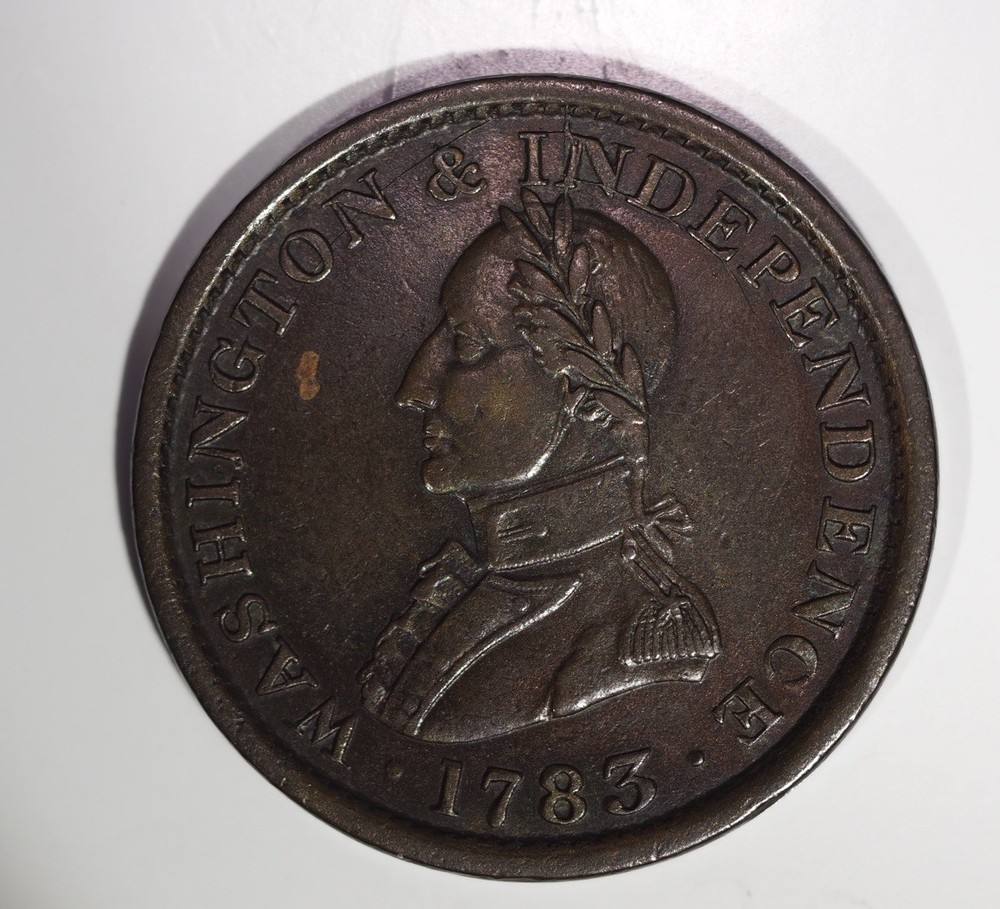 1783 Large Bust Washington & Independence Cent, XF+/AU, Solid Piece