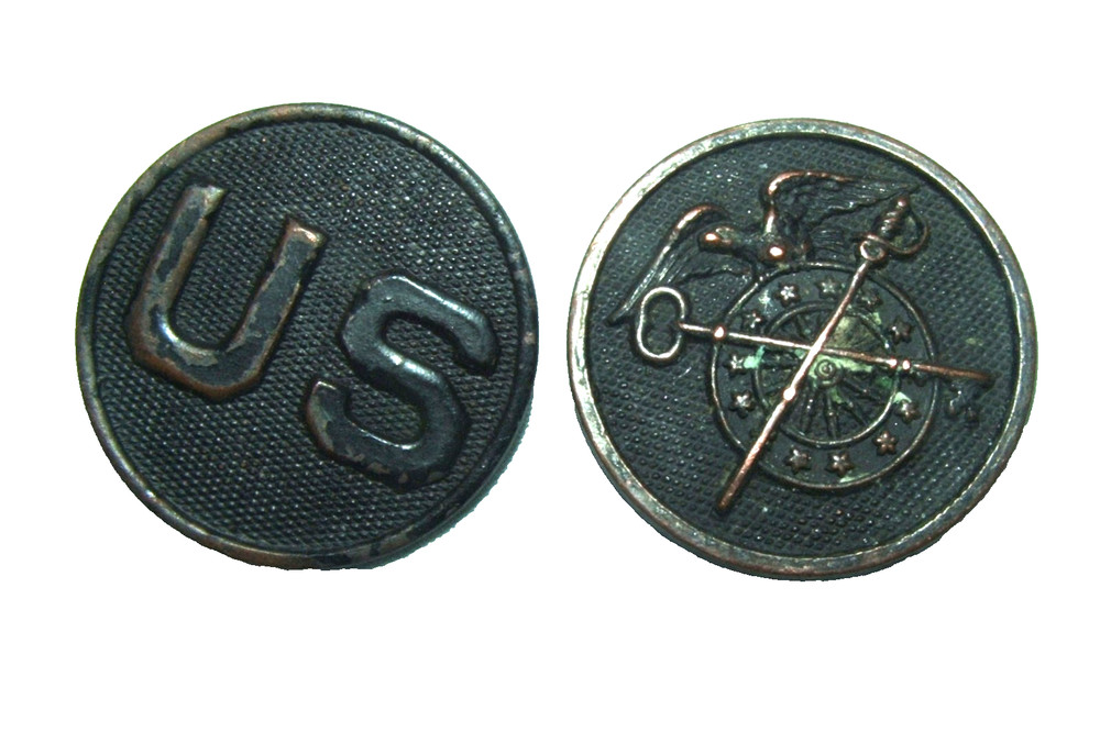 WWI EM Collar Disc Set, Quartermaster Dept & US, Only One Nut  (A)