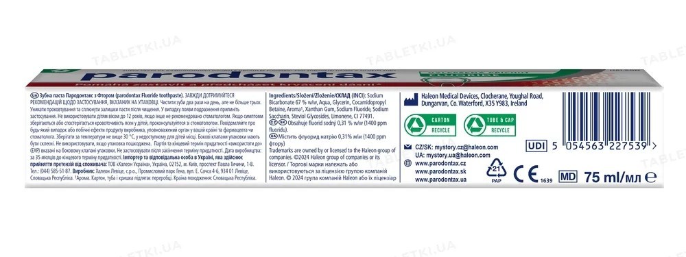 8 Pack Parodontax Fluoride Daily Care Toothpaste 75 ml