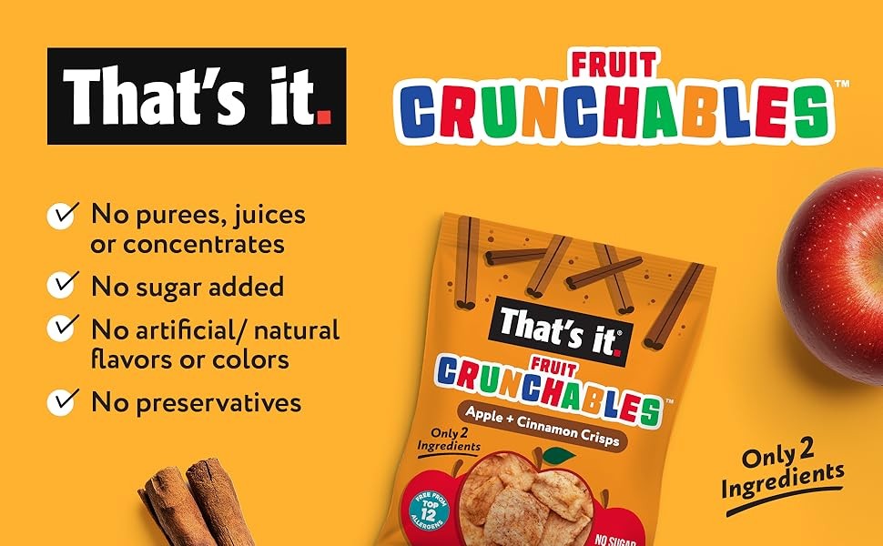 That’s it. Fruit Crunchables + Cinnon Crisps, – Plant-Based