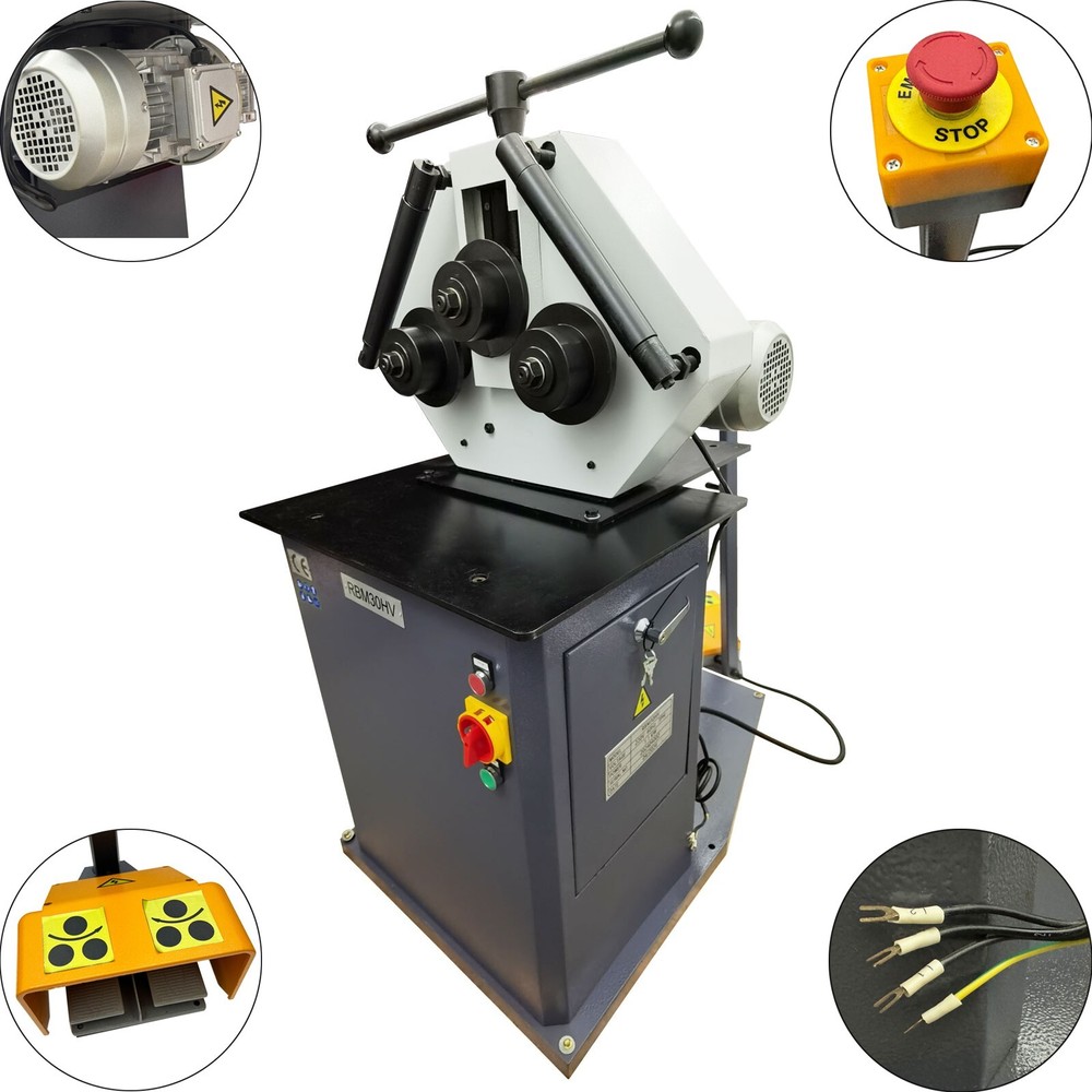 220V 3PH RBM30HV Electric Three-Roller Round Bending Machine Roll Bender