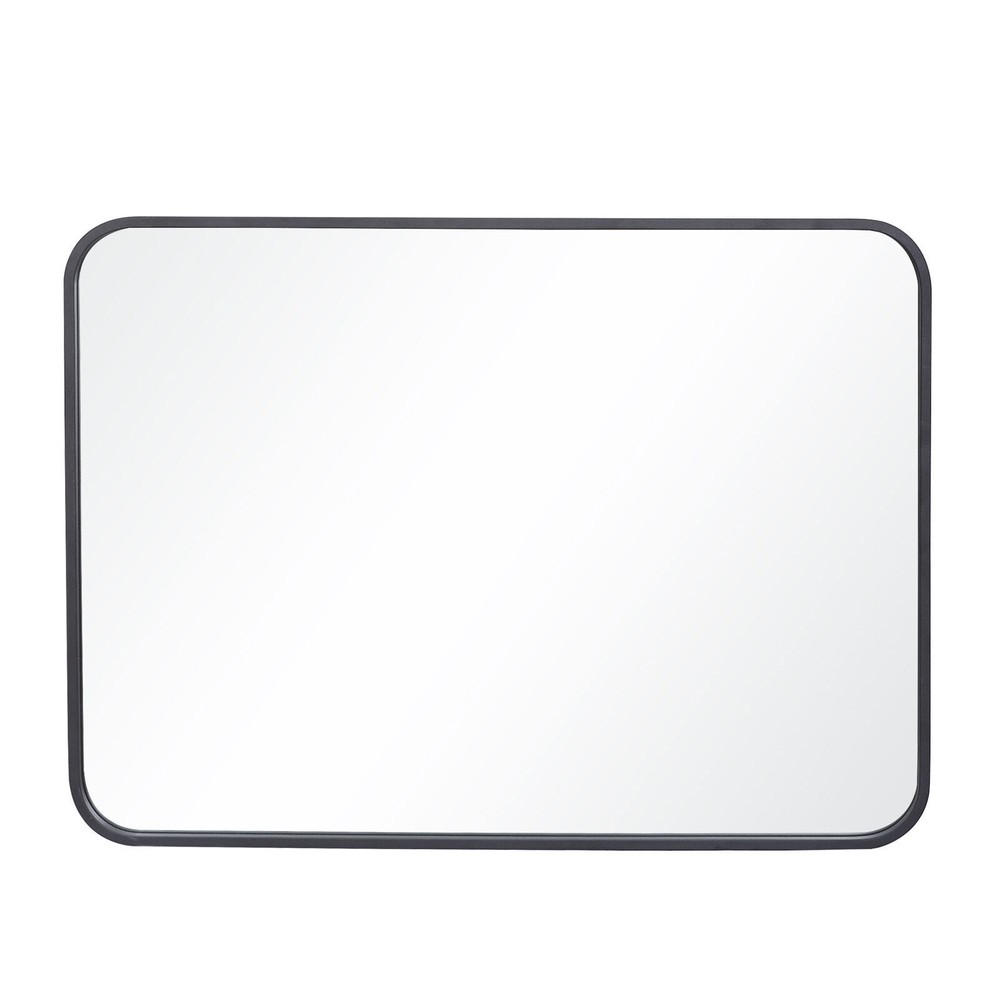 30in Black Metal Frame Wall Mirror for Bathroom Rectangular Vanity Mirror Decor
