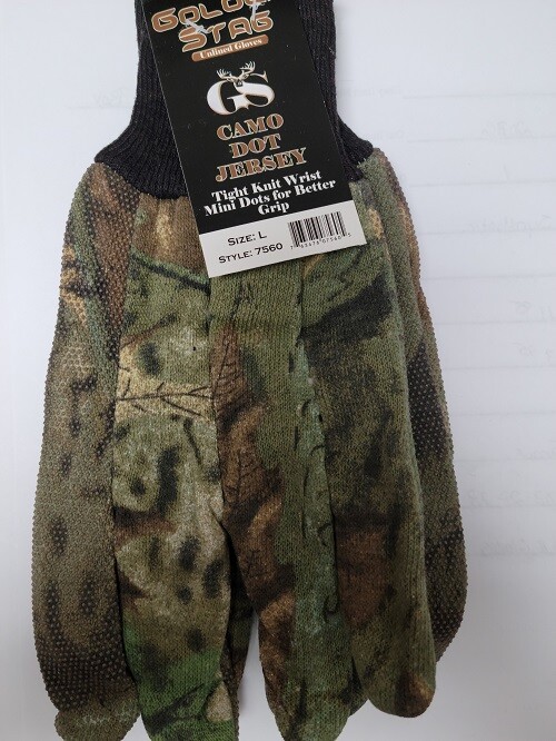 Camo  Dot Jersey Unlined Cotton Gloves
