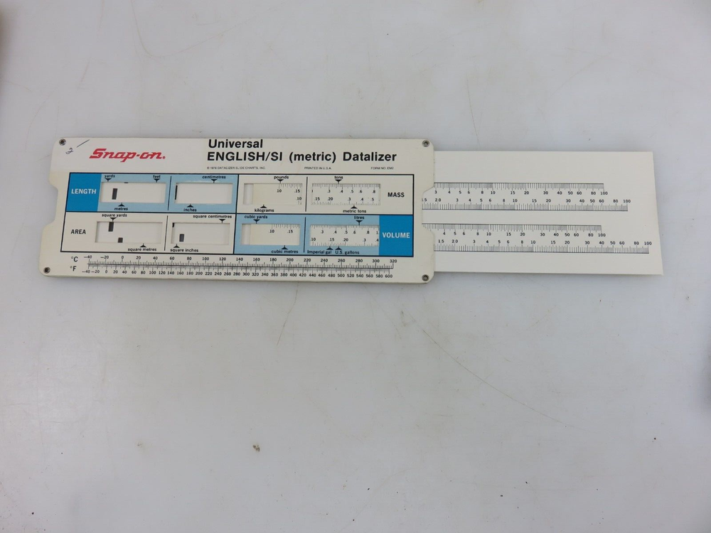 Snap-On Universal English/SI METRIC Datalizer Conversion Slide Chart Tool