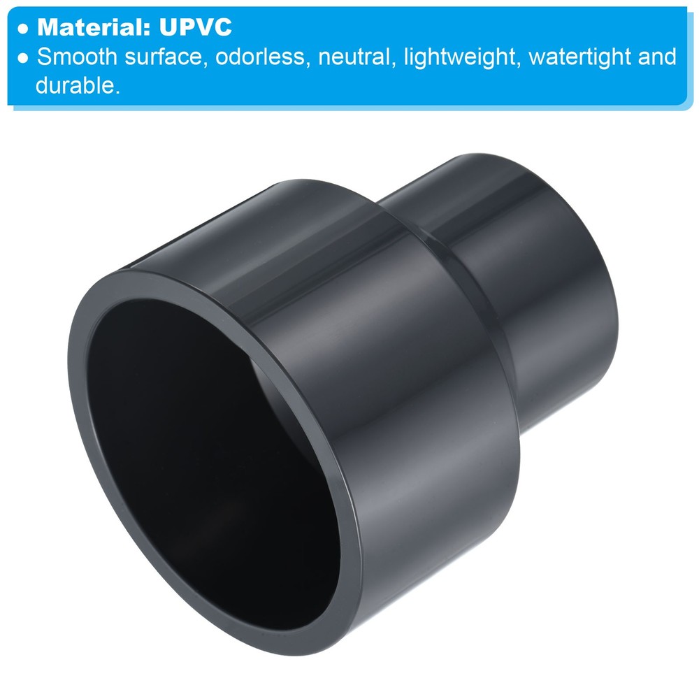 PVC Reducer Pipe Fitting 3x2" Socket Coupling Adapter Connector, Grey