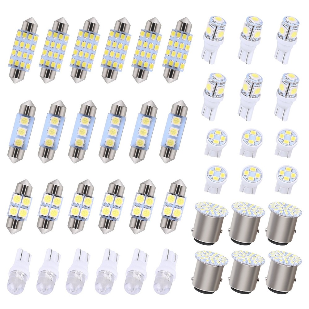 42PCS Car Interior Combo LED Map Dome Door Trunk License Plate Light Bulbs White