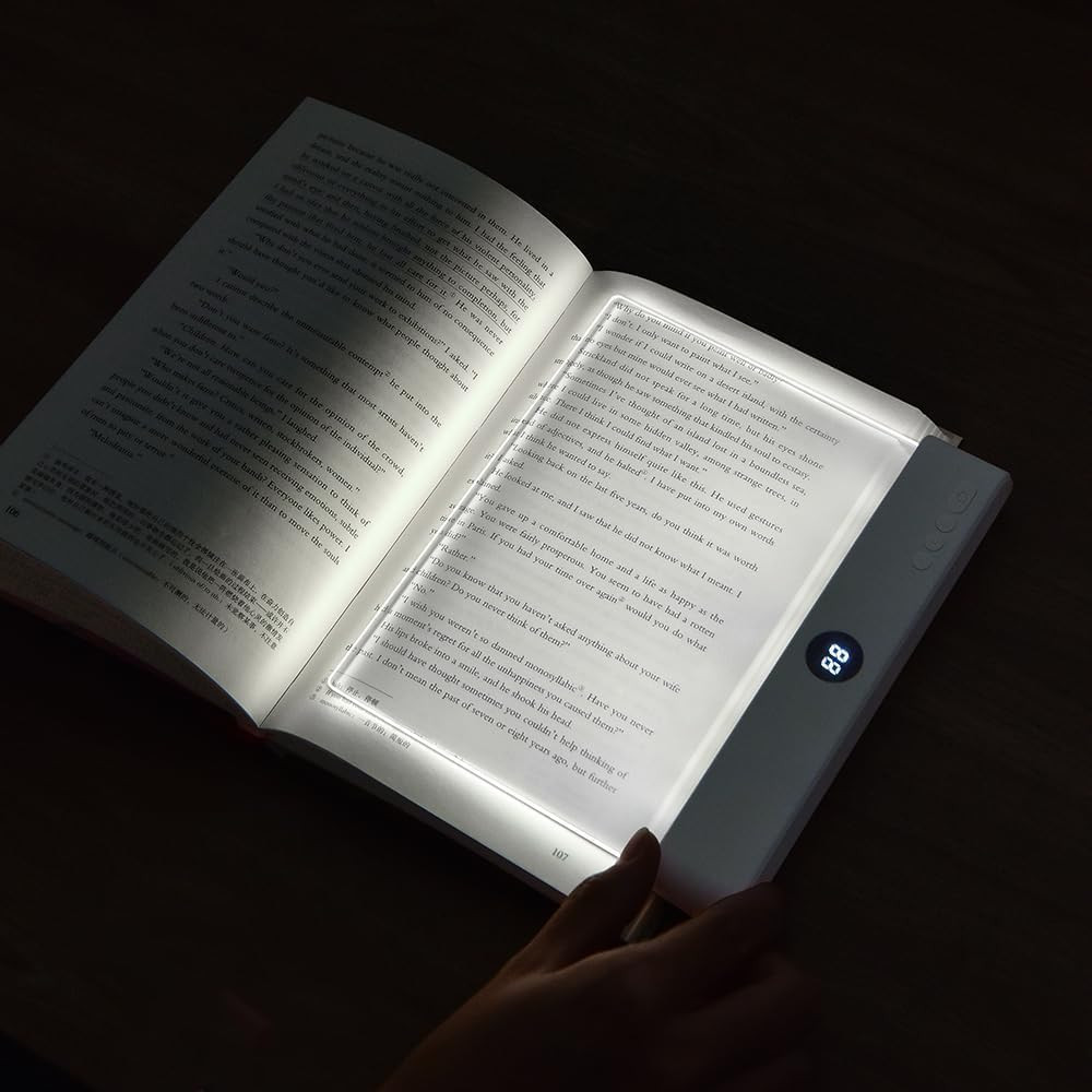 Rechargeable LED Book Light with Timer, 3 Colors, Dimmable, Ideal for Readers