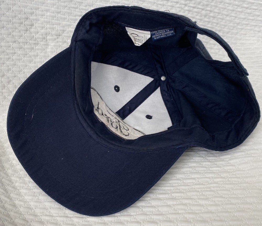 Ford Navy Blue Patch Logo Hat Cap Baseball W Hook & Loop Strap - One Size