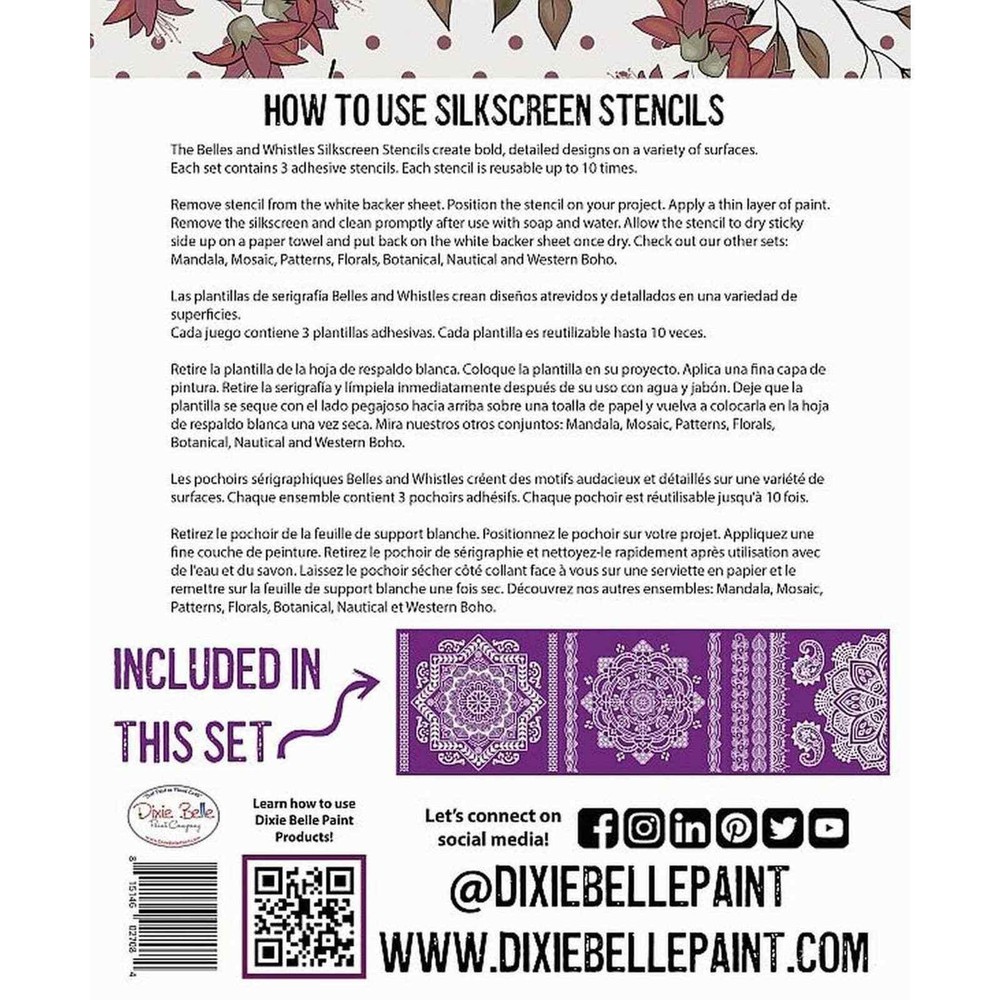 Mandala Silkscreen Stencil 3 in one 8"x10"