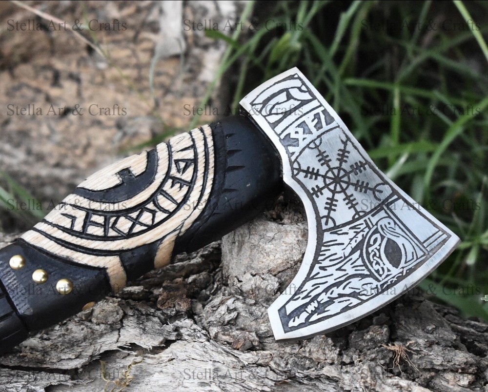 Custom Hand Forged Carbon Steel Viking Axe