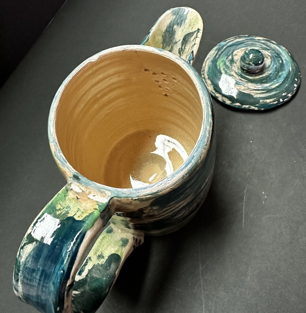 Handmade Pottery Pitcher With Lid