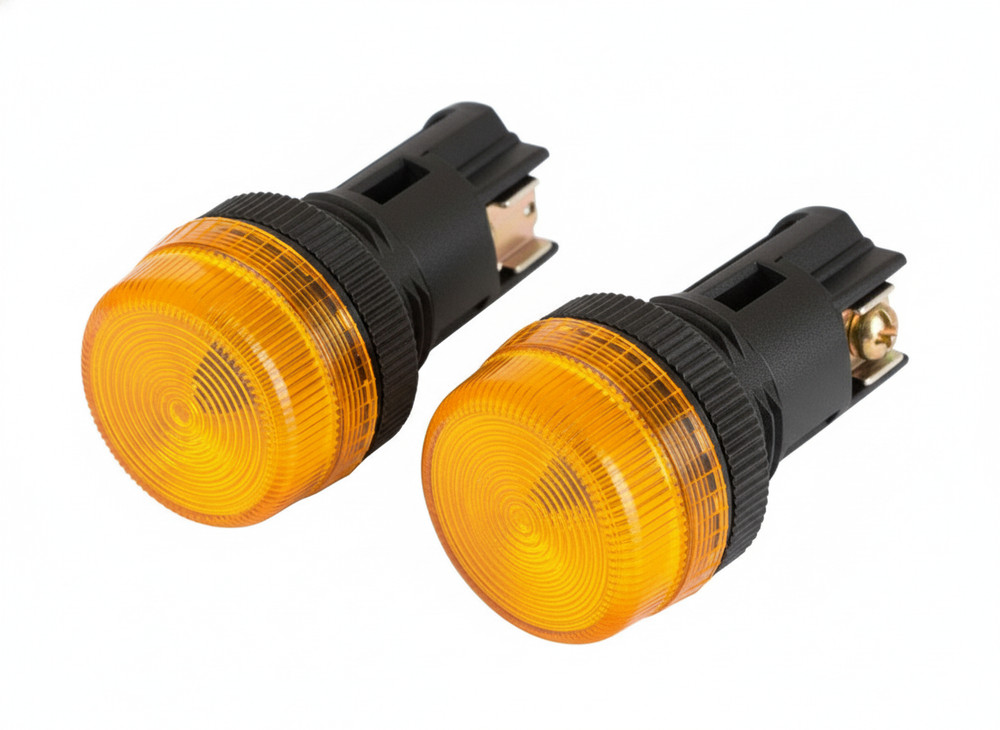 NPL-22 ATI Yellow LED Pilot Indicator Light 22mm 120V AC Replaceable Lamp (2PCS)
