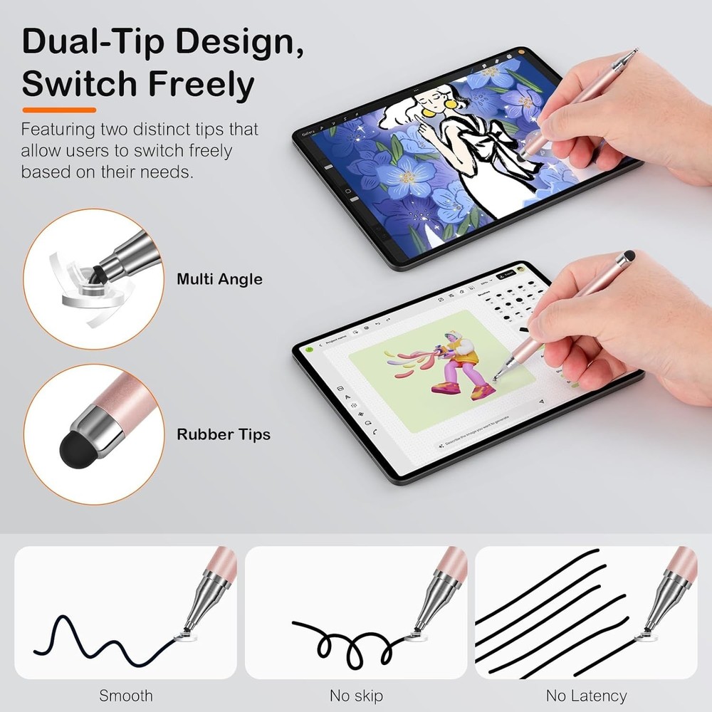 Ergonomic 3-Pack Stylus Pens for iOS & Android - Scratch Resistant & Comfortable