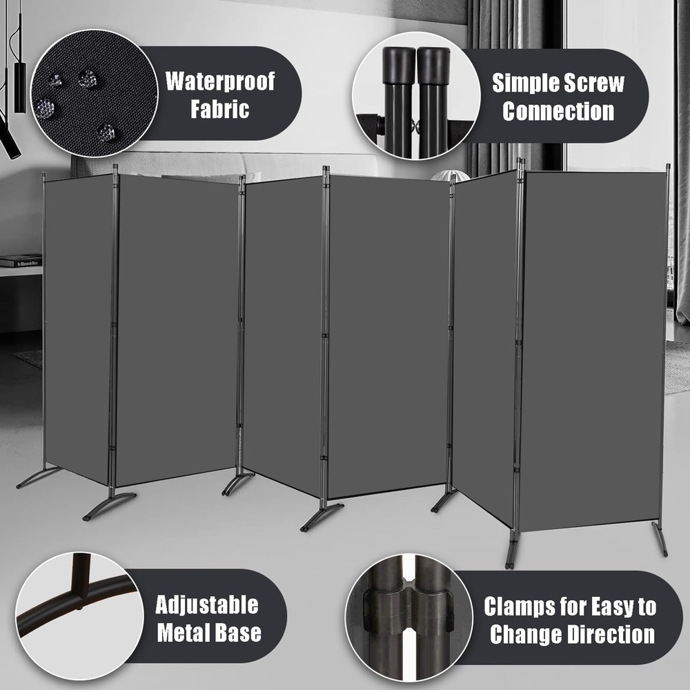 6 Panel Room Divider, Folding Privacy Screen Wall Divider for Room Separation...