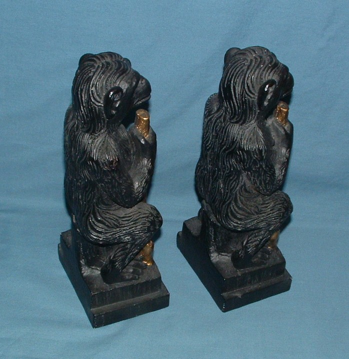 MONKEY / APE CHALKWARE BOOKENDS - GARGOYLES STUDIO - USED