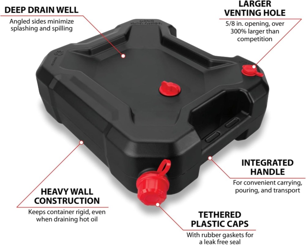 Performance Tool W4076 10-Quart Oil Drain Container, Deep Well,...