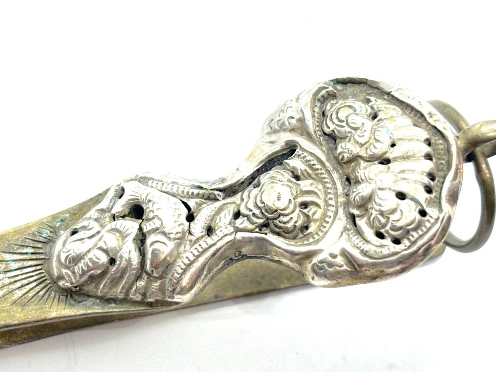 Antique Silver Fronted Repousse Design Chatelaine Clip