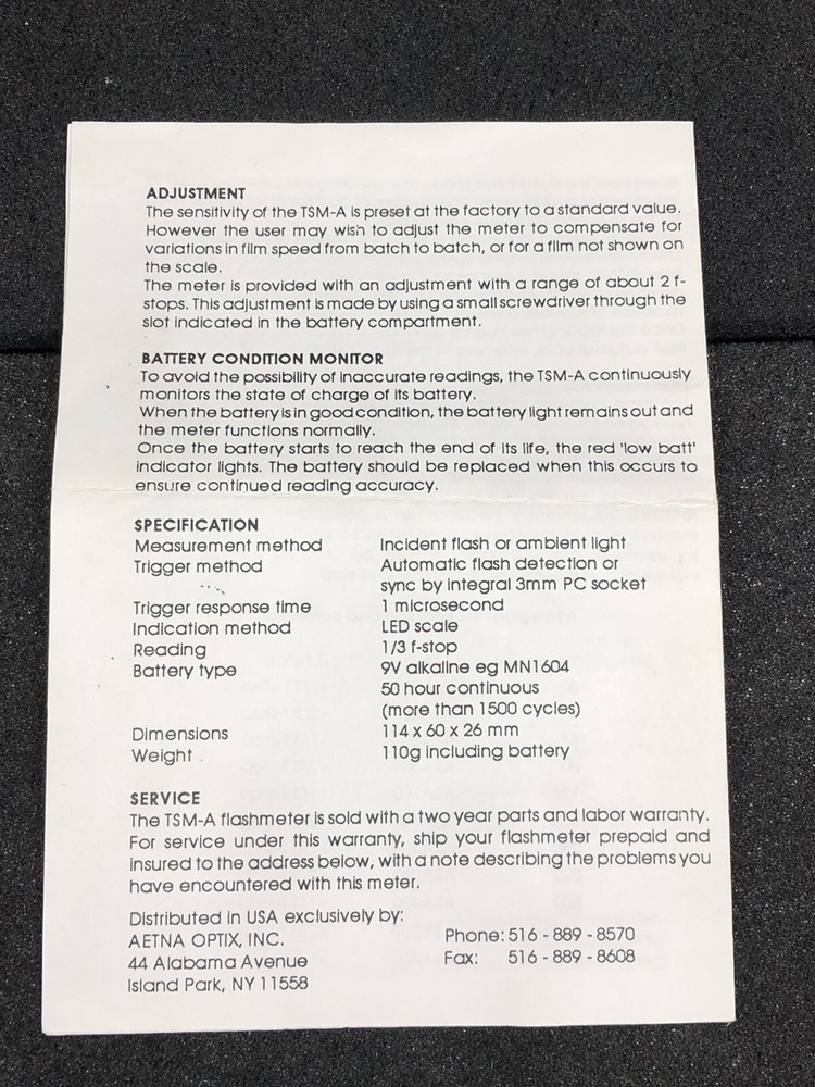 Vintage Camera Flash Meter TSM-A SP Studio Systems England Ambient Flashmeter