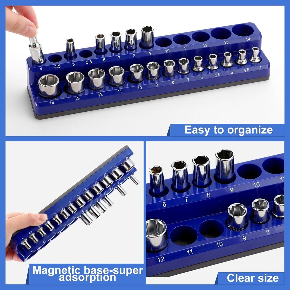 Magnetic Socket Organizer Set 12pc 3 Drive Sizes