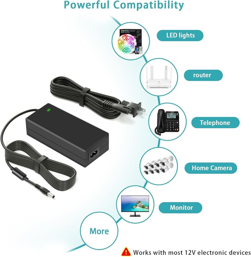 Certified 12V 5A Power Adapter for CCTV Systems with Multi-Device Support