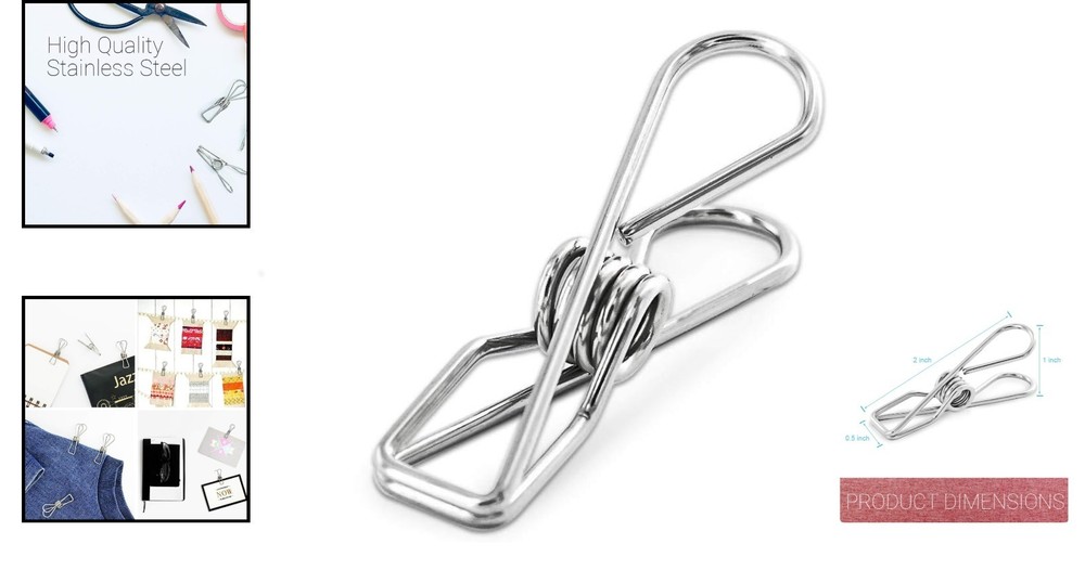 40 Pack Stainless Steel Clothespins - Durable, Rust-Proof Multi-Purpose Clips