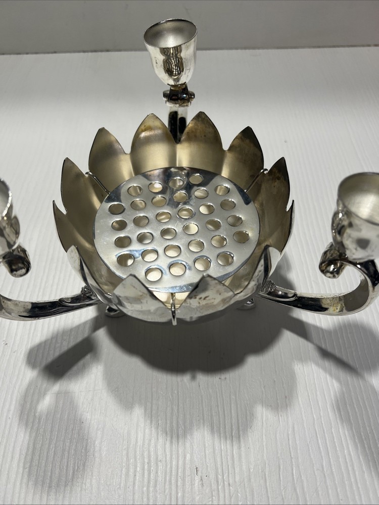 SilverPlated ︱ Flower ︱ 3︱ Candle Holder︱ Bowl︱Silver