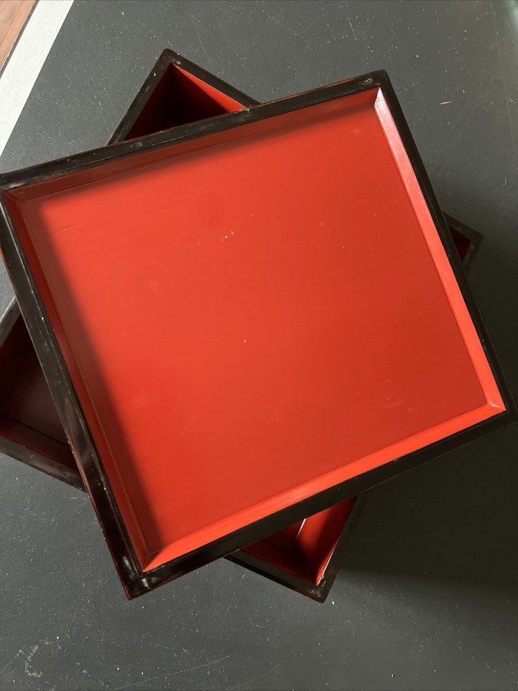 Large Japanese Lacquer Wooden Ware box. 9”X8.2”