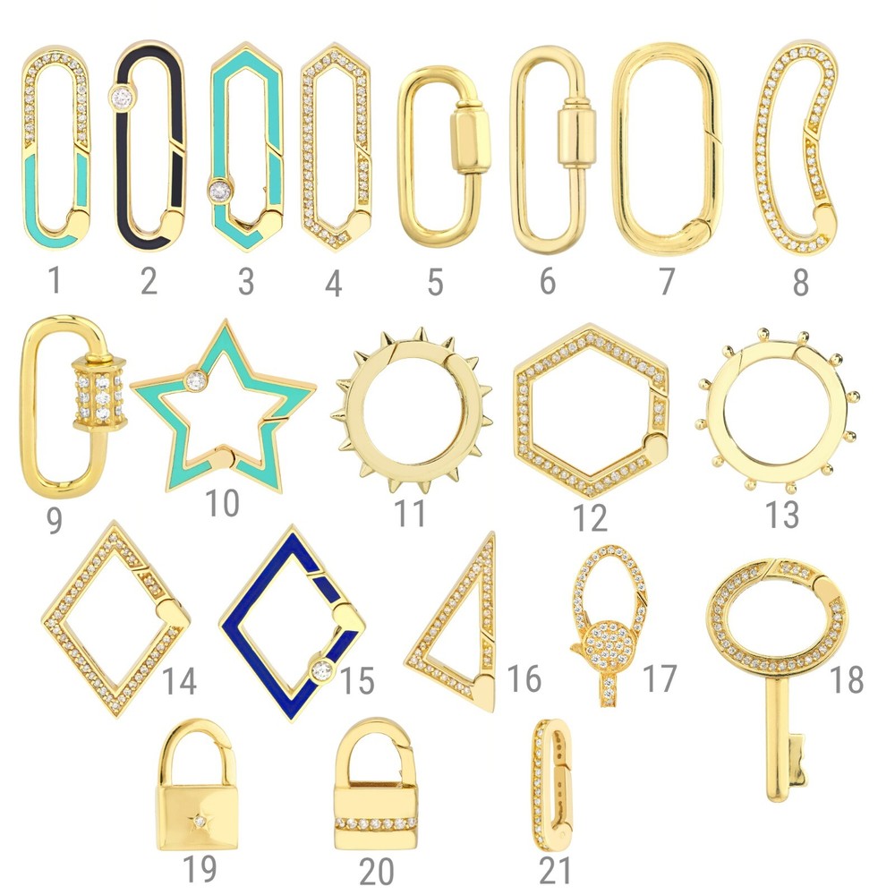 Diamond Enhancer Charm Connector Push Lock Hinged Pendant Holder 14K Solid Gold
