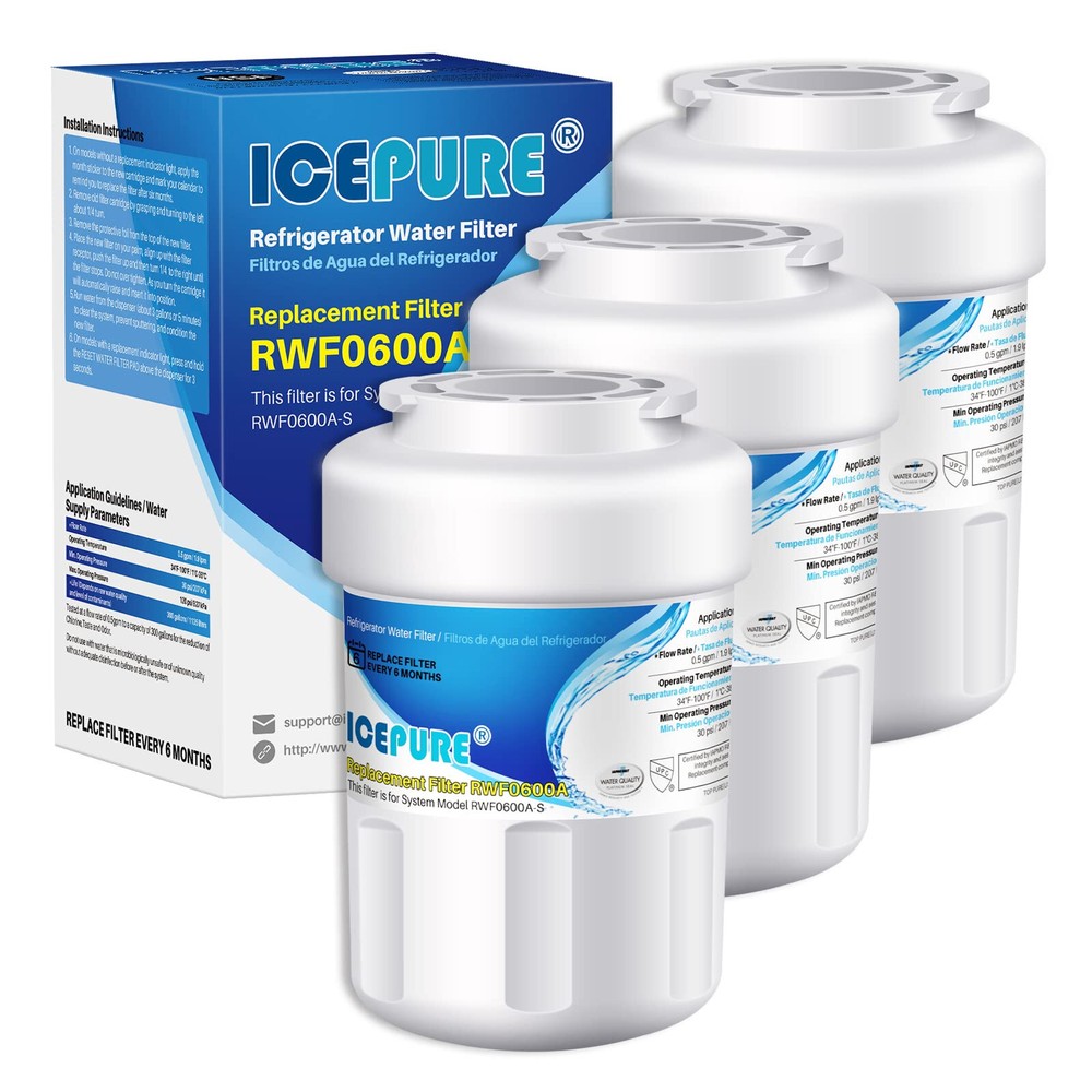 ICEPURE RWF0600A Refrigerator Water Filter Compatible for GE MWF, MWFINT, MWFA