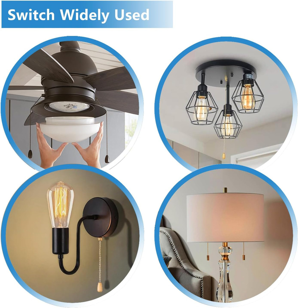 Ceiling Fan Switch Zing Ear ZE-109M Pull Chain Switch On/Off Light Switch Compat