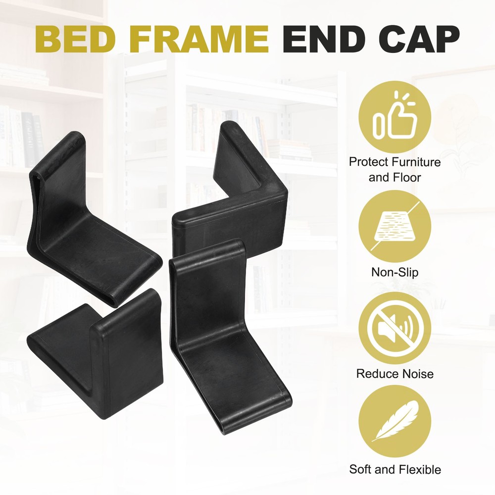 4Pcs 1-3/4" Bed Frame End Cap, Angle Iron Foot Pad Leg Protector, Black