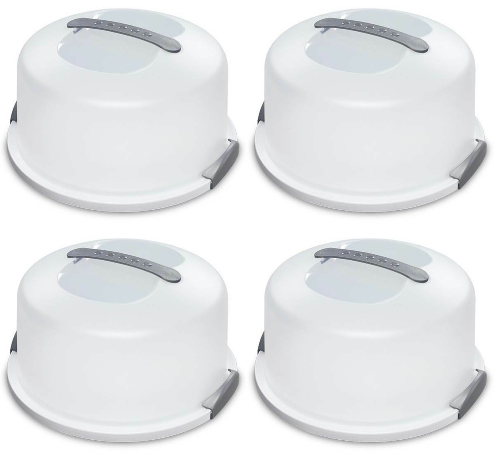 4 Pack Sterilite 02008004 Portable Latching Cake Server Carrier Keeper w/Handle