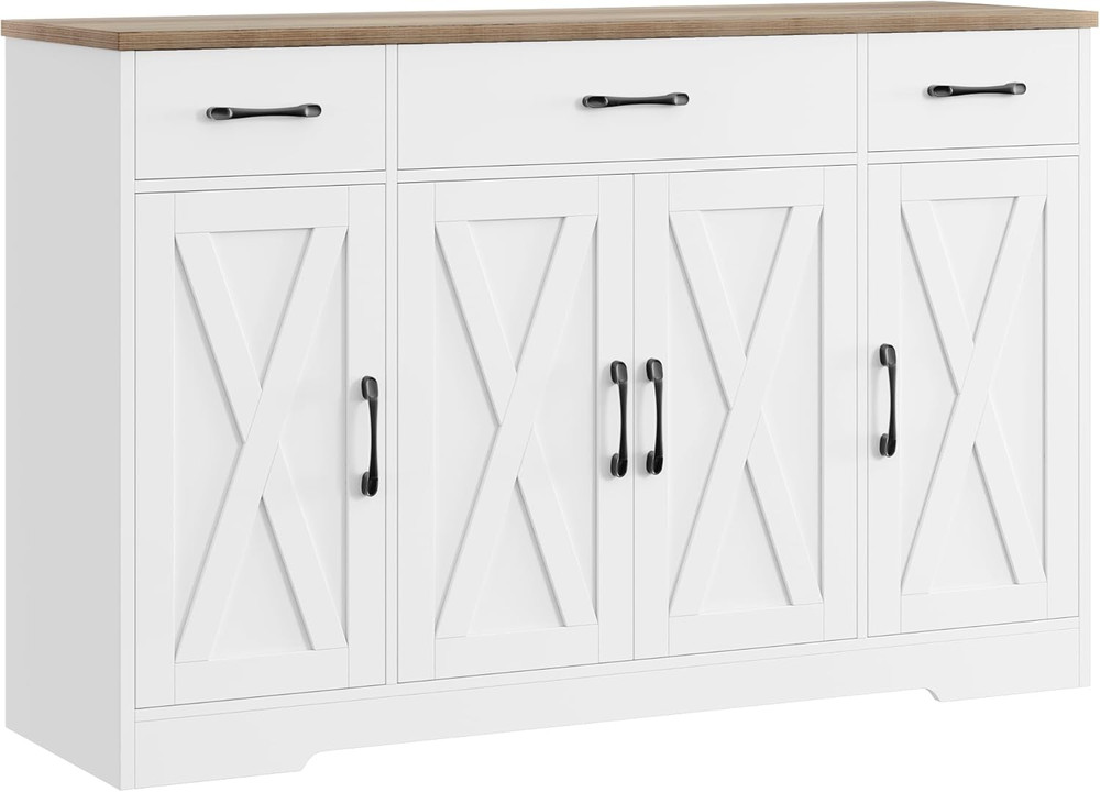 HOSTACK Buffet Cabinet with Drawers, 55" Large Sideboard Buffet Storage Cabinet