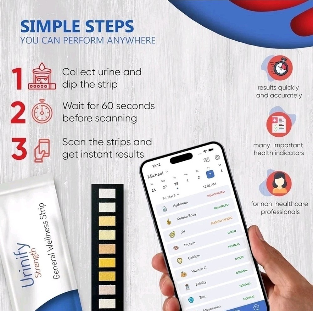 Urinify General Wellness Strips STRENGTH Smartphone Powered 6 Strips
