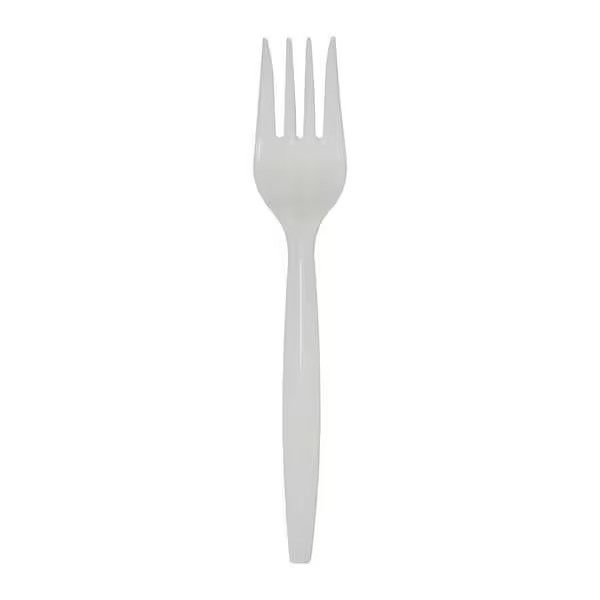 Disposable Fork White Plastic Medium Weight Bulk Case 960 Polypropylene
