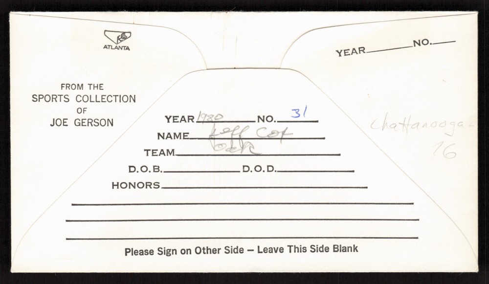 Jeff Cox Signed Baseball Postal Envelope Oakland Athletics Auto