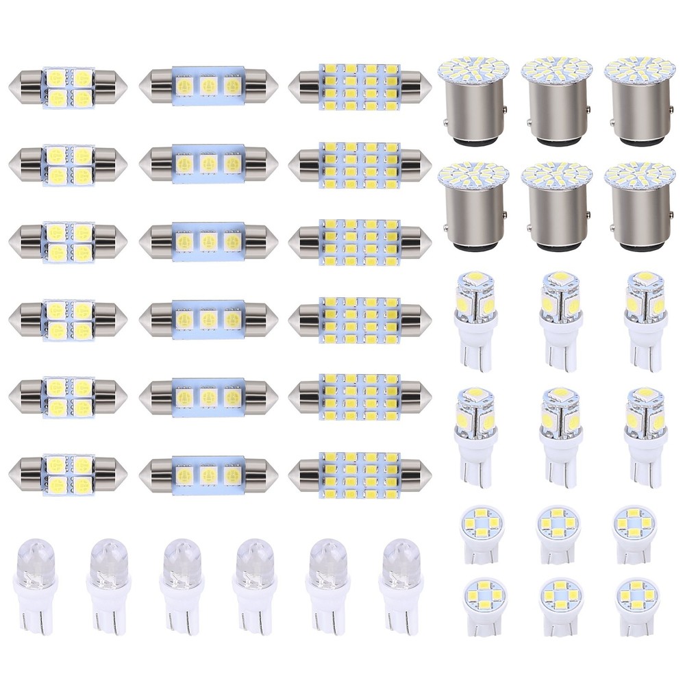 42PCS Car Interior Combo LED Map Dome Door Trunk License Plate Light Bulbs White