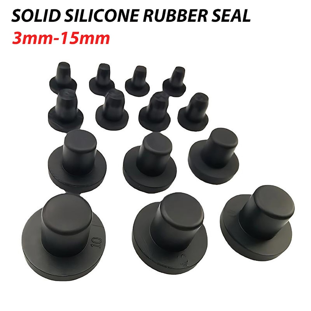 3mm~15mm Hole Plug End Cap Round Solid Silicone Rubber Blanking Seal Bung Black