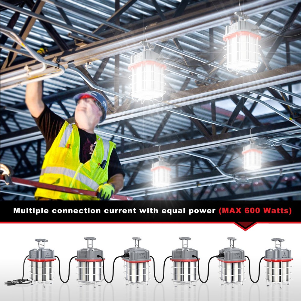 80W LED Temporary Work Light Construction Lights Warehouse Lighting Plug-n-Play