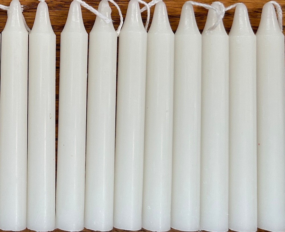 10 White Chime (Mini Taper) Ritual Spell Candles!