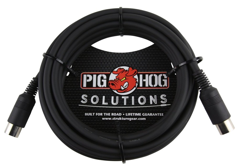 PIG HOG SOLUTIONS PMID15 - 15FT MIDI CABLE Black Instrument Interface - NEW