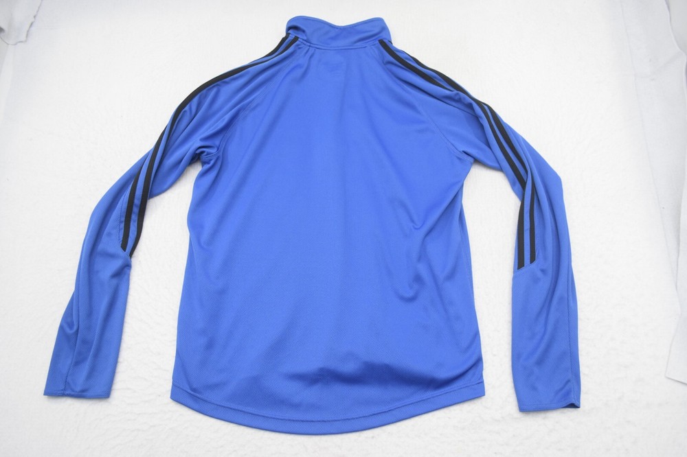 Adidas ClimaLite 1/4 Zip Jacket Blue Striped Long Sleeve Pullover Mens Medium
